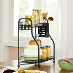 2 pakopų prieskonių lentynėlė, juodos spalvos KCS015B01