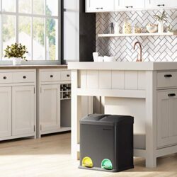 Šiukšliadėžė dviejų skyrių, juodos spalvos