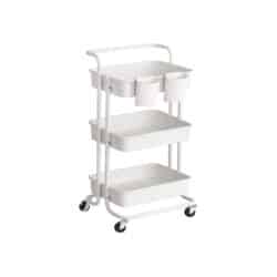 Komunalinis vežimėlis su ratukais, 3 lygių, baltas