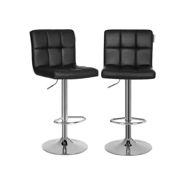 2 juodų, dirbtinės odos baro kėdžių rinkinys