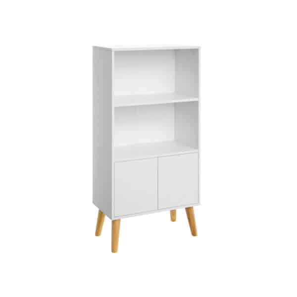 Skandinaviška knygų spinta, baltos spalvos