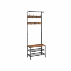 Viršutinių drabužių kabykla ir batų suoliuku HSR37BX, tamsiai rudos spalvos