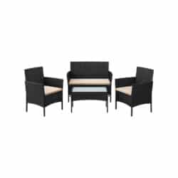 Sodo baldų komplektas iš PE polirotango, juodos spalvos