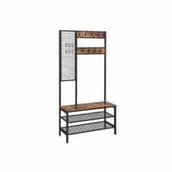 Viršutinių drabužių kabykla ir batų suoliuku HSR98BX, tamsiai rudos spalvos