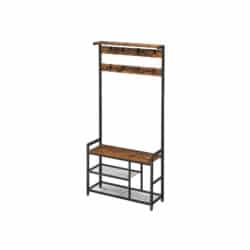 Viršutinių drabužių kabykla ir batų suoliuku HSR088B01, rudos/juodos spalvos