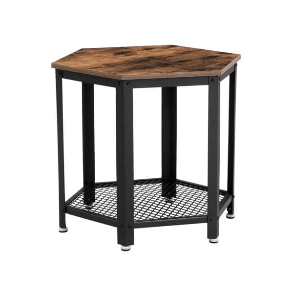 Šoninis stalas šešiakampis LET26X, rudos/juodos spalvos