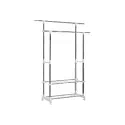 Drabužių kabykla su batų skyriumi, baltos spalvos