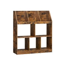 Pramoninio dizaino knygų spinta, vintažinės rudos spalvos