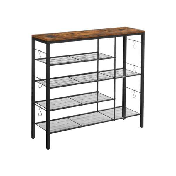 LBS021B01-1.jpg Vintažinė batų lentyna, ruda/juoda