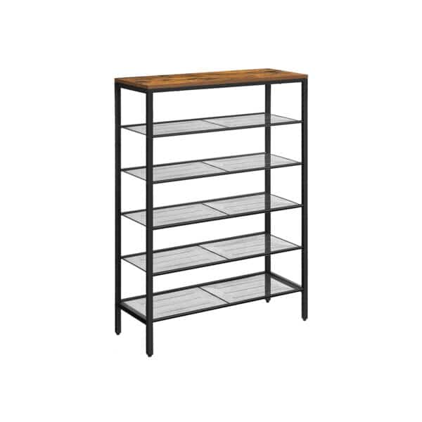 Pramoninio stiliaus batų lentyna, ruda/juoda