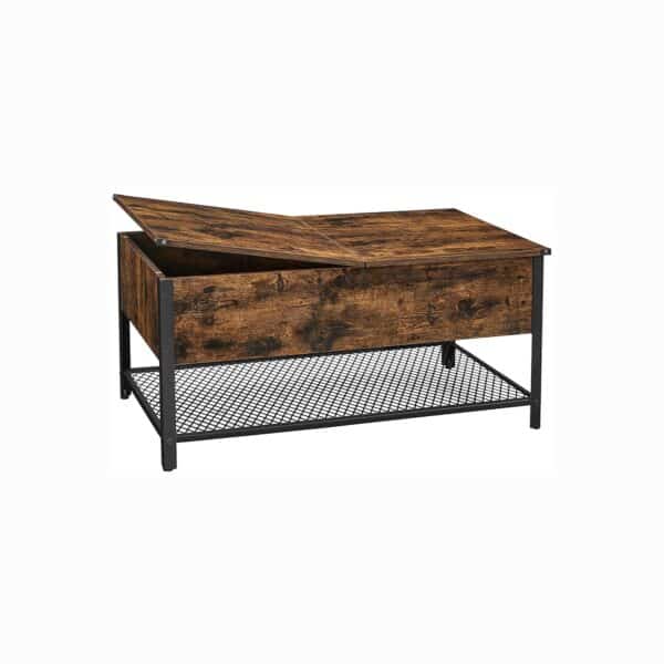 Kavos staliukas su su atlenkiamu dangčiu 100 x 55 x 47 cm., ruda/juoda