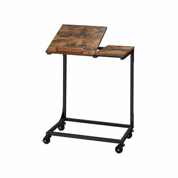 Reguliuojamas nešiojamojo kompiuterio staliukas ant ratukų, juodos/rudos spalvos