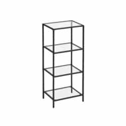 Stovima lentyna su 4 lentynomis iš juodo grūdinto stiklo