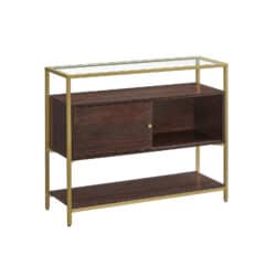 Spintelė su stikliniu paviršiumi, rudos spalvos