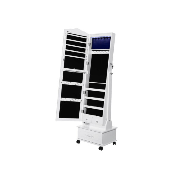 Mobili papuošalų spintelė su veidrodžiu, balta JBC61W