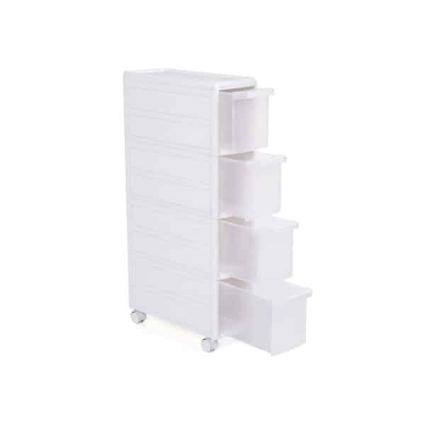 Pastatoma lentyna 4 stalčių, baltos spalvos