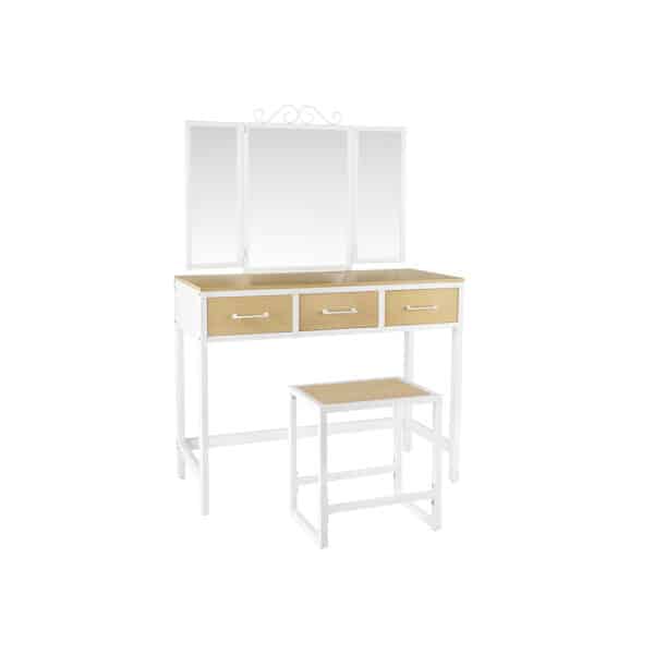 Kosmetinis staliukas su 3 dalių sulankstomu veidrodžiu