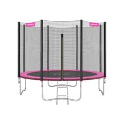 Batutas Ø 305 cm. su apsauginiu tinkleliu, kopėčiomis ir paminkštintais stulpais, rožinės spalvos