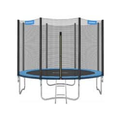 Didelis batutas Ø 305 cm. su apsauginiu tinkleliu, kopėčiomis ir paminkštintais stulpais, mėlynos spalvos