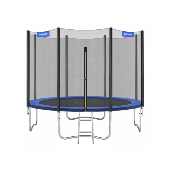 Batutas Ø 305 cm. su apsauginiu tinkleliu, kopėčiomis ir paminkštintais stulpais, mėlynos spalvos