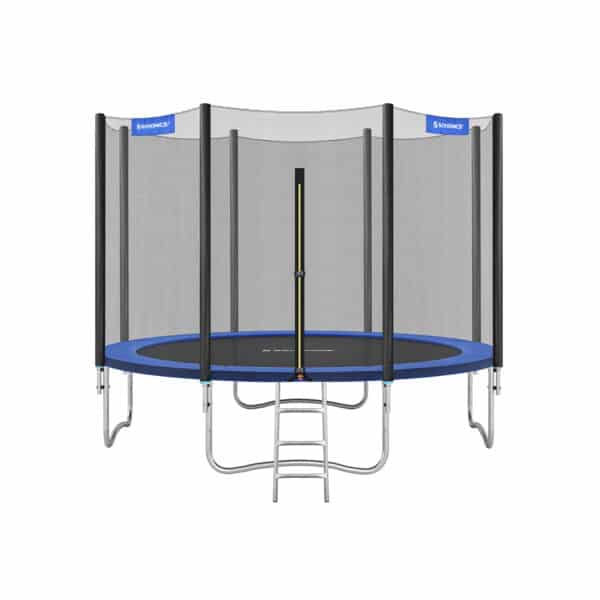 Batutas Ø 366 cm. su apsauginiu tinkleliu, kopėčiomis ir paminkštintais stulpais, mėlynos spalvos
