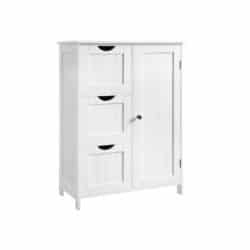 Spintelė 60 x 30 x 81 cm su 3 dideliais stalčiais, baltos spalvos