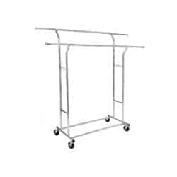 Metalinė drabužių kabykla ant ratukų HSR12S, sidabrinės spalvos