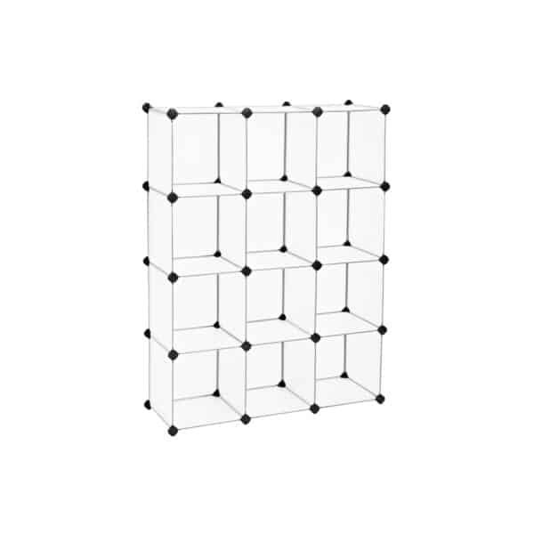 Plastikinė batų lentyna, 12 skyrių, baltos spalvos