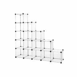 Plastikinė batų lentyna, 16 skyrių, baltos spalvos