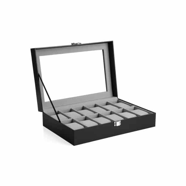 Laikrodžio dėžutė su stikliniu dangteliu