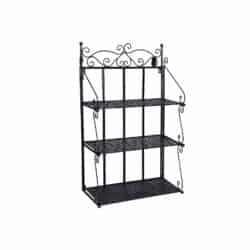 Puošni augalų lentyna, juodos spalvos