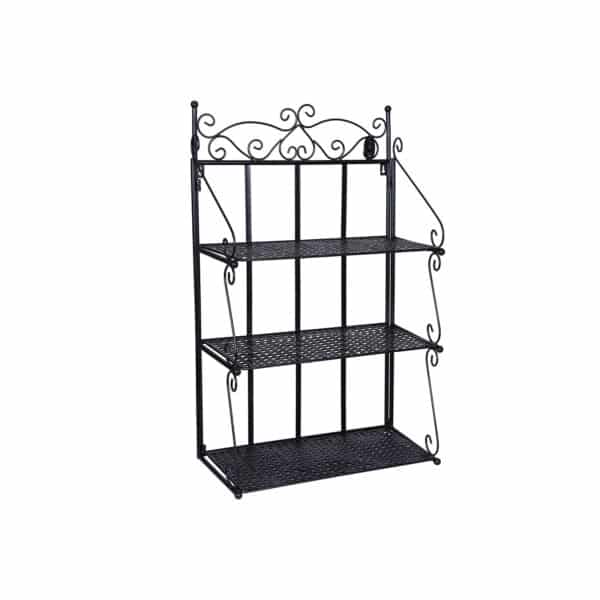 Puošni augalų lentyna, juodos spalvos