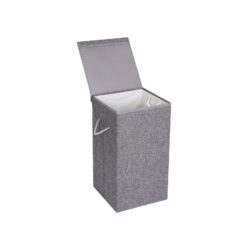 Lino imitacijos skalbinių krepšelis 85 L, pilkos spalvos