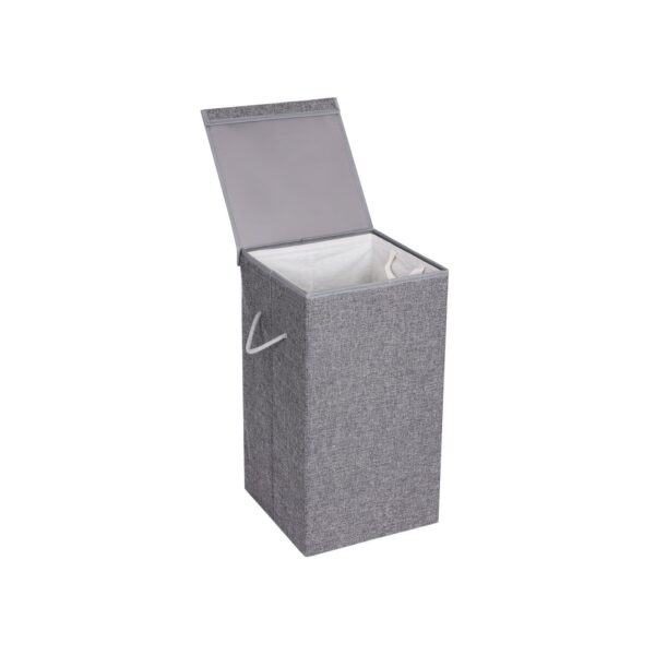 Lino imitacijos skalbinių krepšelis 85 L, pilkos spalvos