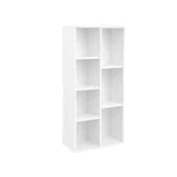 Paprasta knygų lentyna, 7 skyriai, balta