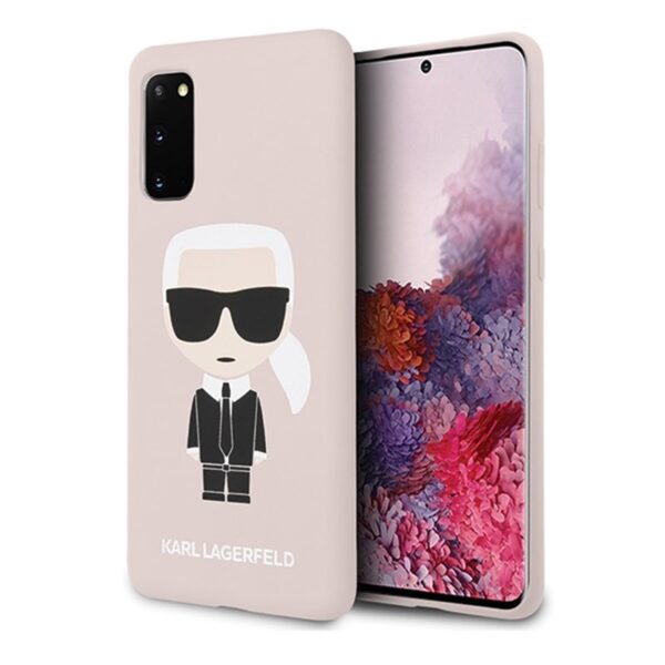 Karl Lagerfeld viso kūno silikoninis ikoninis dėklas – Samsung Galaxy S20 (rožinis)