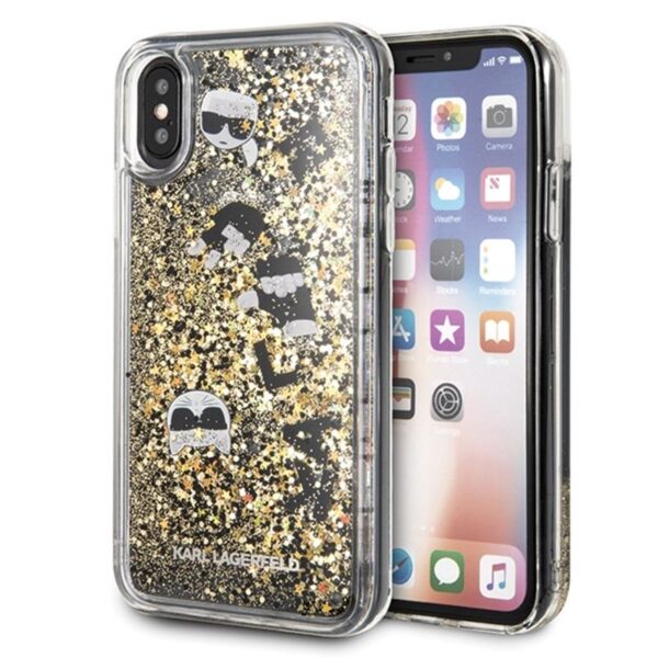 „Karl Lagerfeld Signature Glitter“ dėklas, skirtas „iPhone Xs“ / „X“ (plaukiojantys pakabukai)