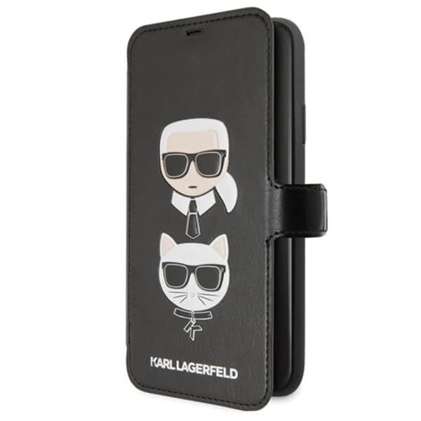 Karl Lagerfeld Booktype – iPhone 11 Pro Max dėklas su kortelių lizdais (juodas)