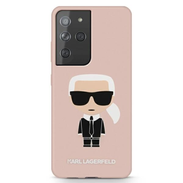 Karl Lagerfeld Fullbody Silicone Iconic – dėklas, skirtas Samsung Galaxy S21 Ultra (rožinis)