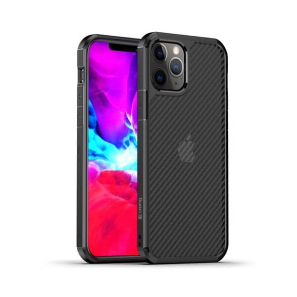 „Crong Hybrid Carbon“ – apsauginis dėklas, skirtas „iPhone 12/12 Pro“ (juodas)
