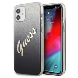 Guess Glitter Gradient Script – dėklas, skirtas iPhone 12 mini (juodas)