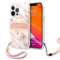 Guess Marble Strap – dėklas, skirtas iPhone 13 Pro (rožinis)