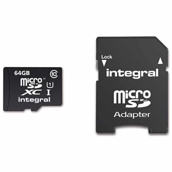 Integruotas UltimaPro – atminties kortelė 64GB microSDHC/XC 90MB/s 10 klasės UHS-I U1 + adapteris
