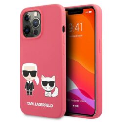 Karl Lagerfeld Silicone Karl & Choupette – dėklas, skirtas iPhone 13 Pro Max (fuksija)