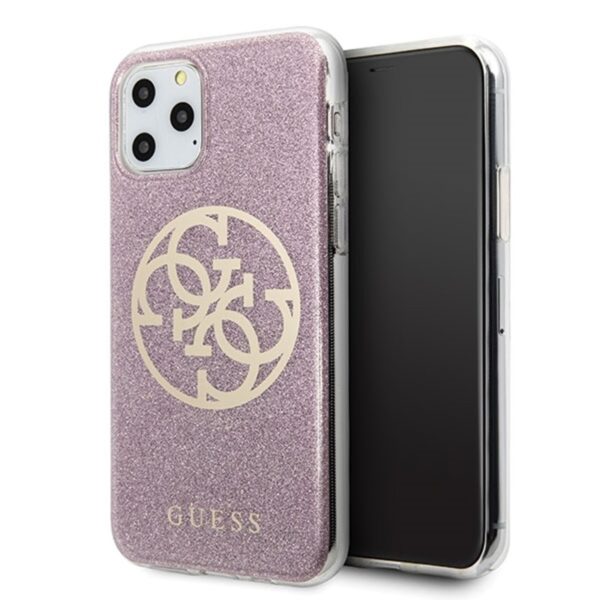 Guess Circle Glitter 4G – dėklas, skirtas iPhone 11 Pro Max (różowy)