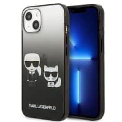 Karl Lagerfeld Gradient Ikonik Karl & Choupette – dėklas, skirtas iPhone 13 Pro (juodas)