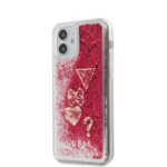 Guess Liquid Glitter Charms – dėklas iPhone 12 Mini (avietinis)