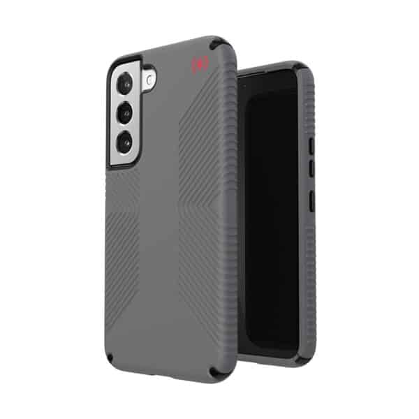 Speck Presidio2 Grip – dėklas, skirtas Samsung Galaxy S22 su MICROBAN (grafito pilka/juoda)