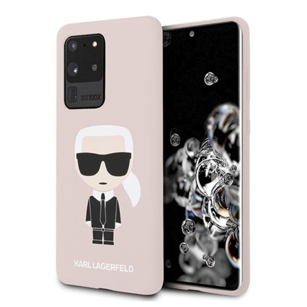 Karl Lagerfeld Fullbody Silicone Iconic – dėklas Samsung Galaxy S20 Ultra (šviesiai rožinis)