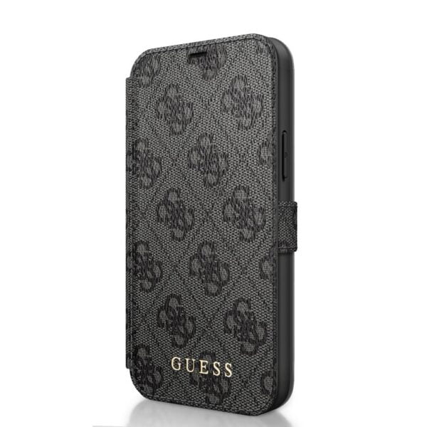 Guess Booktype 4G Charms kolekcija – dėklas iPhone 12 / iPhone 12 Pro (pilka)